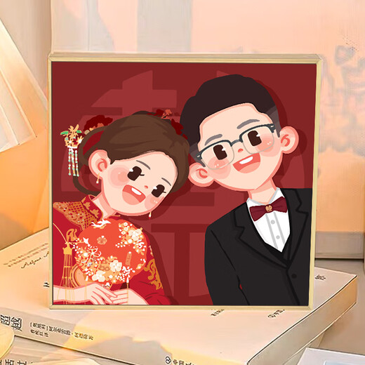 喜字结婚礼物定制数字油画diy填充色手工绘订新婚纱照丙烯装饰画 qx11153 22400184235，18836366819:规