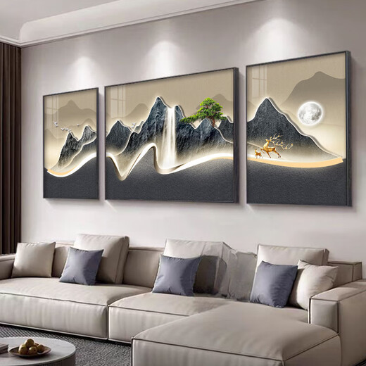 轻奢客厅装饰画2024年新款背有靠山沙发背景墙壁画大气挂画 G3884 60*80/110*80/60*80适合3.8