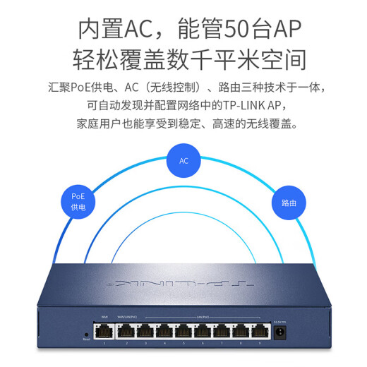 普联（TP-LINK）PoE供电·AP管理一体化企业级路由器 R5009PE-AC 9口2.5G