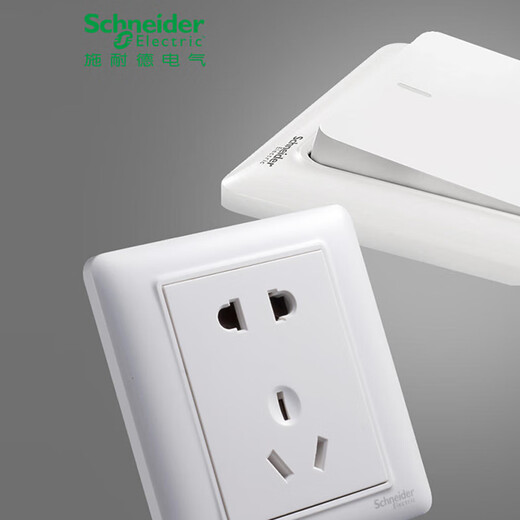 施耐德施耐德开关插座面板家用错位5五孔插座带开关一开斜五孔86型睿意 一开五孔