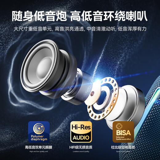 LORB德国柏林之声迷你蓝牙音箱家用无线音响户外防水便携多功能低音炮 蓝色【HiFi音质+插卡U盘+高清语音通话】