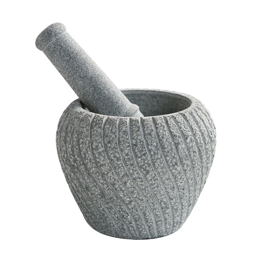 Boguo Xiong handmade retro bluestone mortar garlic press garlic masher pot stone cup mortar garlic mortar stone nest stone mortar retro threaded old stone mortar outer diameter 16CM