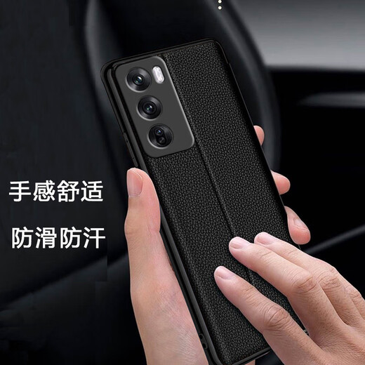 Aimison oppo reno12/reno12pro mobile phone case flip smart leather case oppo reno 11pro stand protective cover all-inclusive anti-fall lens simulated leather black-smart window OPPO Reno12