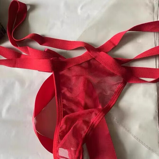 Large size sexy new year bow split fat mm300Jin Jin equals 0.5kg wearable underwear thong open French sexy net red XL100-150Jin Jin equals 0.5kg