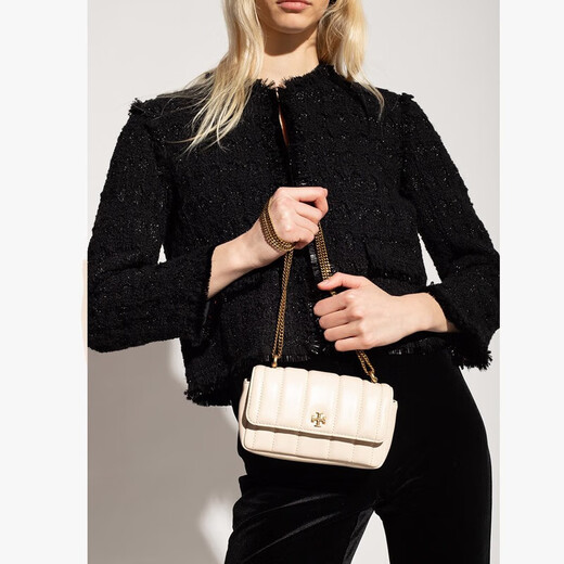 托里.伯奇（TORY BURCH）女包 新款汤丽柏琦女士KIRA迷你链条包单肩斜挎包 奶酪白142567 724
