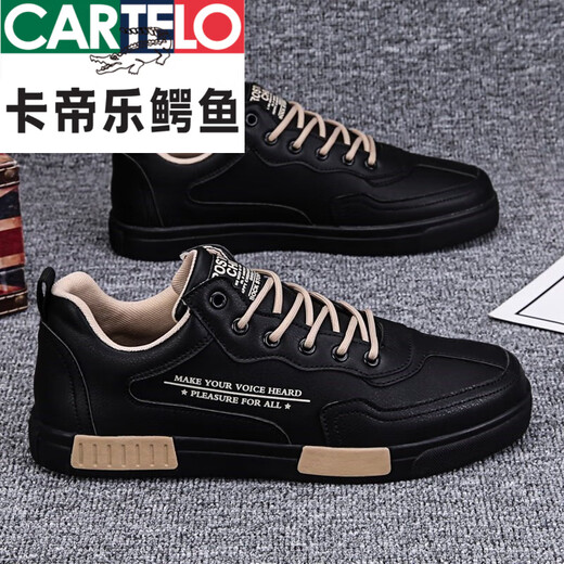 
CARTELO @ Men's shoes, white shoes, men's small size 38 size board shoes, size 45 size large size junior high school students spring sports and casual trendy shoes A825 black 39