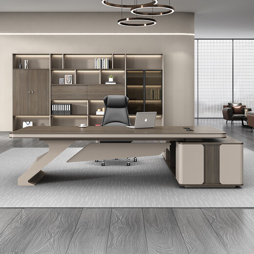 Guiqiu desk simple modern light luxury boss desk chairman president desk executive desk manager office desk and chair combination 2m boss desk + boss chair + 2.4m bookcase