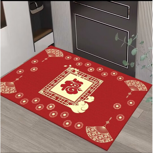 Acacia Tong New Chinese Style Fu Character Floor Mat Entry Door Mat Carpet Entrance Entrance Mat Wear-Resistant Anti-Slip Entry Door Mat Red Floor Mat Jixiang Ruyi 50*80