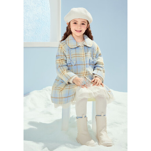 MiniPeace Children's Winter Girls' Coat FBAAE4D18 Salt Spray Blue 150 cm