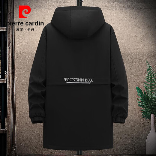 皮尔卡丹（pierre cardin）加绒加厚风衣外套男秋冬季中长款棉衣潮牌宽松加肥加大码胖子大衣 YB0080黑(石墨烯) 中长款外 加厚 6XL 220-239斤穿