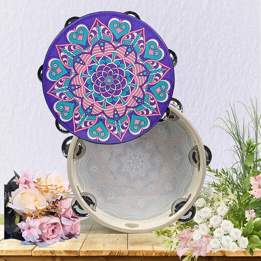 网童奇贝铃鼓舞蹈道具新疆维族手鼓专业打击乐器考级幼儿园儿童敦煌手拍鼓 【彩虹】8英寸直径20cm