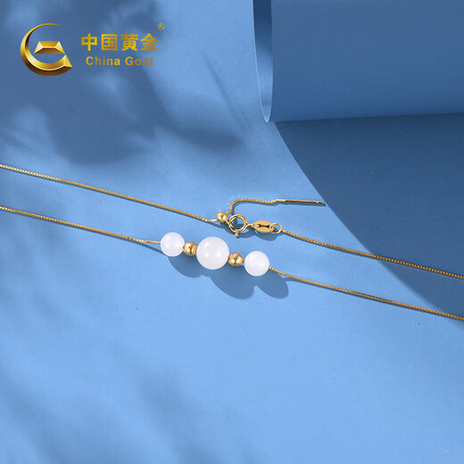 CHINA GOLD K gold pendant 18K gold Hetian jade pendant jasper necklace women's birthday gift for wife and girlfriend Hetian white jade pendant about 2.3g