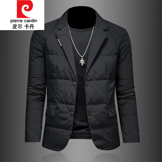Pierre Cardin autumn and winter new suit collar cotton jacket men's trendy slim youth suit casual warm cotton jacket black M recommended 80-110Jin Jin equals 0.5 kg