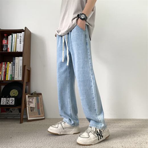 
Tomizu American high street white straight jeans men's spring and autumn new casual trousers cleanfit wide-leg pants trend XZ718-1-K628 white 2XL [Recommended 154-174Jin [Jin equals 0.5 kg]]