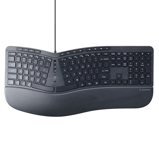 Shanye ergonomic wired keyboard with integrated wrist rest, four-way scroll wheel and tripod GSKBERG3 black wired