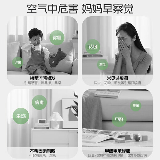 Midea maternal and infant air purifier, new house formaldehyde removal, dust removal, haze allergen pollen removal, smoke odor removal, 99.9% germ removal rate, net ion household indoor purifier, dedicated for mothers and infants KJ400G-Z1 Pro