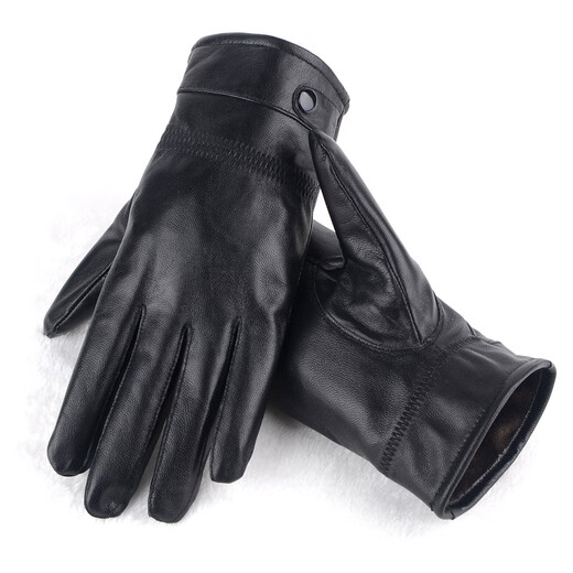 Ruilixin genuine leather gloves men's winter cold-proof and warm sheepskin gloves velvet thickened men's thin cycling leather gloves velvet thick lining one size
