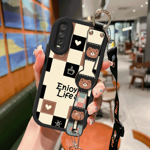 WAIDM适用iqoou1x手机壳vivo iqoo u1保护套女款vivo ipoou1x手机套腕带支架全包防摔硅胶壳iq00u1外壳 【斜跨红】HH1389 iQOO U1