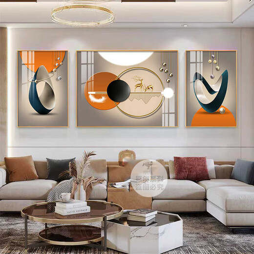 
Hanxuan Light Luxury Living Room Decoration Painting High-end Atmospheric Sofa Background Wall Mural Modern Simple Fulu Sanlian Living Room Hanging Painting JD13754 Left and left 30*40 60*40 Crystal porcelain diamond-inlaid aluminum alloy black frame