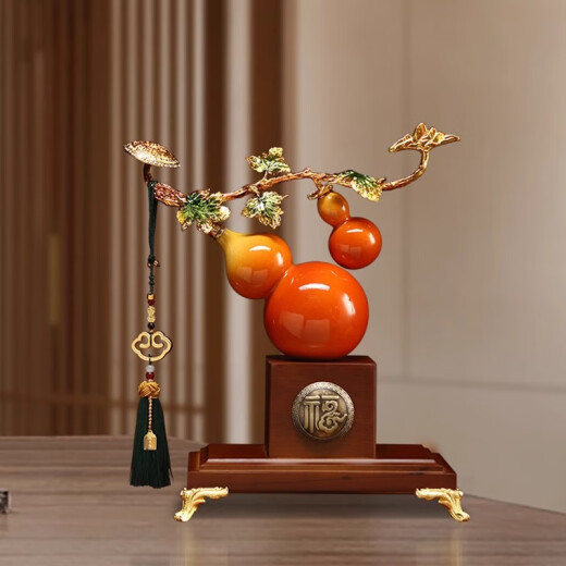 Yunya Ruyi Persimmon Nuevo gabinete de la sala de estar de estilo chino Adornos de vinos Light Luxury Office Decoration House Moving New Home Gift Ruyi Gourd Ornnnnnaments [Caja de regalo]