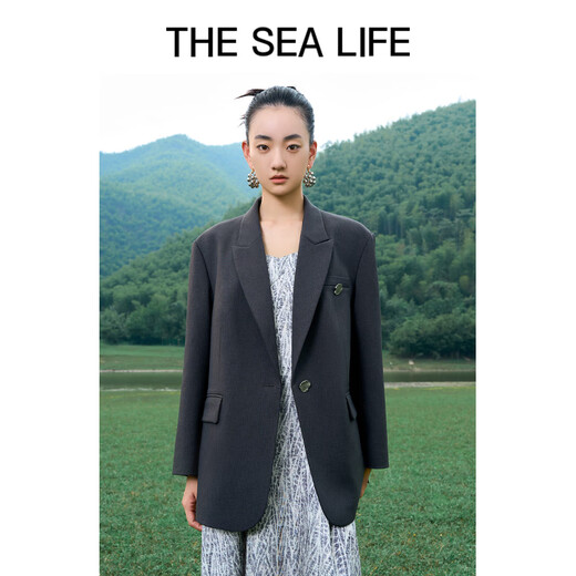 Die Sea Life Schashkragenanzug Jacke 2024 Frühlingstemperament mit vielseitigem XA15053 Alfalfa Grey M.