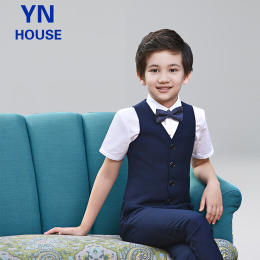 
Yinuofang children's dress suit Navy blue boy vest suit Navy blue suit 150CM