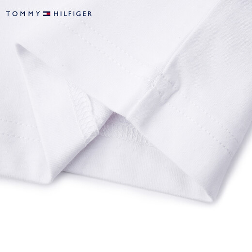 Tommy Hilfiger Summer Children's's's's Coton's Pure Cotton Fashion Casual Splicing Color Block LETTERE LETTRE DE COUPE ROND COUP SHERF