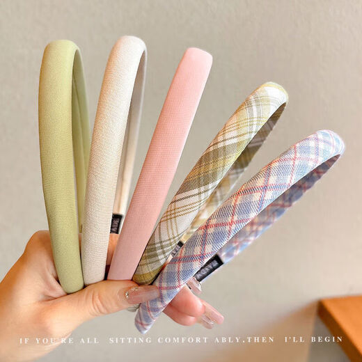 Children's fabric plaid headband, girl's versatile outdoor card headband, little girl's non-slip anti-slip face wash headband, worry-free purchase/Qingfeng 3-piece set