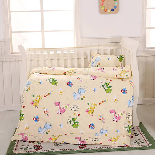 Yong Huan custom-made pure cotton fabric quilt cover, cushion cover, mattress cover, kindergarten baby and child cover, cotton bedding three-piece set, single piece, yellow crown 100*60cm