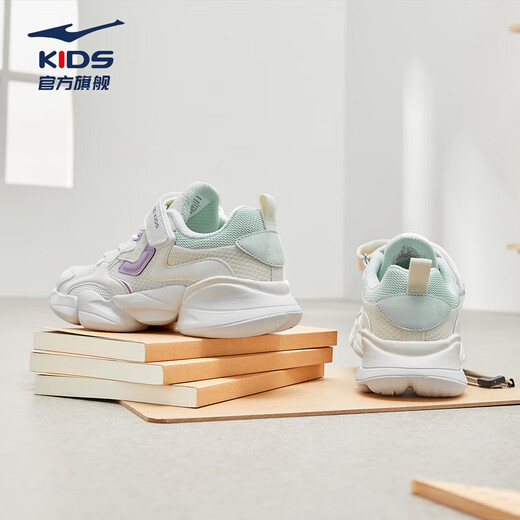 Hongxing Erke (ERKE) children's shoes, children's girls' regular jogging shoes, children's sports shoes 64122120096 Oak bud white/angelo purple 33