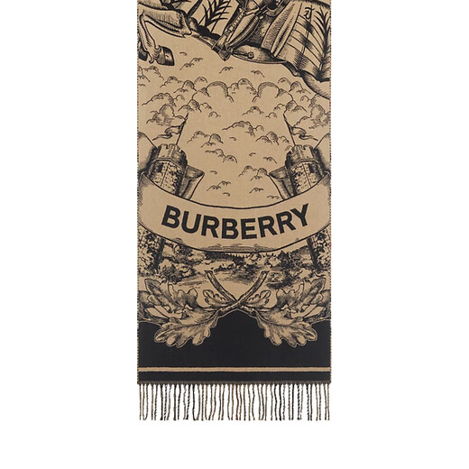 BURBERRY Double Eleven genuine women's scarf with large letters logo print, fashionable and versatile double-sided wool shawl, warm scarf, beige UNI