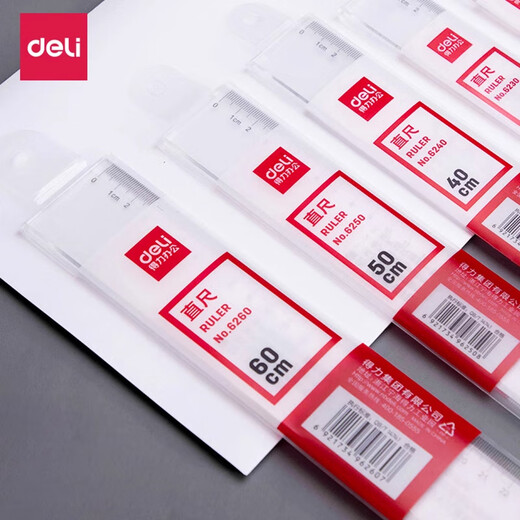
Deli Stationery 6220 Plastic Ruler 20cm/30cm/40cm/50cm/60cm Multi-Specifications Ruler Student Office Measurement Tool [3] 40cm Ruler-6240