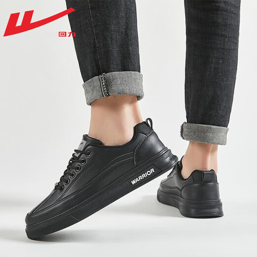 Warrior Shoes Official Men's Sports Sports Casual Shoes Men Spring and Summer Cuero Zapatillas White White White Board Board Zapatos Negro Men's Black 44