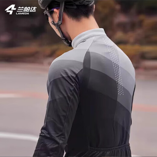 Lampada 5~10 Autumn and Winter Cycling Suit Men's Windproof Fleece Long Sleeve Cycling Suit Road Cycling Jacket Tsukino Silent Top + Arrow Feather Double Arrow Bib Trousers Black L (60-70kg)