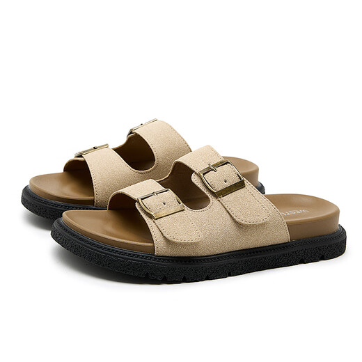 Xiyu Bucken Sandalen für Frauen 2025 Neue Sommer Beach Flip Flops für EVA Dick-Soled-Sandalen Khaki (39 Vorverkauf 20. August) 35