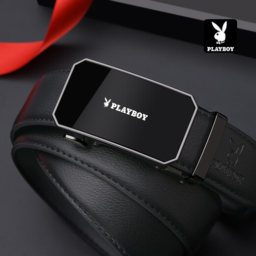 Playboy Belt Men's Cowhide Automatic Buckle Belt Men's Young and Middle-aged Belt Practical as a Birthday Gift for Husband and Boyfriend