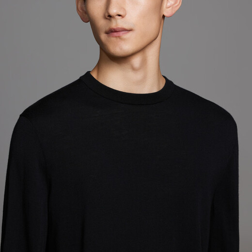 ERDOS Spring and Summer Round Neck Long Sleeve Workplace Commuting Style Business Casual Pullover Simple Men's Knitted Sweater Black L 175/96A