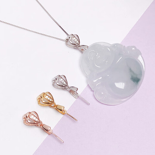 Fat Donglai same style 18k color buckle small pendant jade pendant buckle silver plated 18K color buckle diy jade crystal Guanyin Buddha rose gold