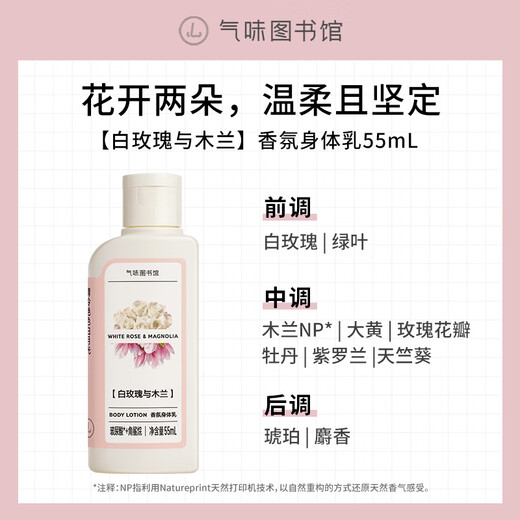 Scent Library Fragrance Shower Gel Perfume Body Lotion Shampoo Set Shower Gel Moisturizing Lotion Travel Set Clean Moisturizing Fragrance White Rose and Magnolia Body Lotion 55ml