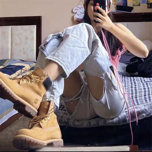 添柏岚（Timberland）大黄靴踢不烂马丁靴10061高帮男女鞋潮百搭秋冬牛皮加绒工装短靴 黄色 42 皮鞋码