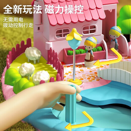 Idol Cat Toy Girls Magnetic Castle Play House Girl Aisha Princess Castle Castle Doll House Regalo de cumpleaños para niños [Pink] Sound and Light Sorprese Castle 35 4-8-9-9-12 Año Regalo de cumpleaños de la hija de la hija