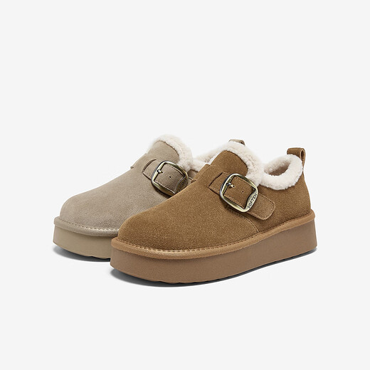 Best Picture 25 Winter Birkenstock Shoes Fashionable Retro Casual Plus Velvet Warm Women's Shoes N2539DM5 Camel 36