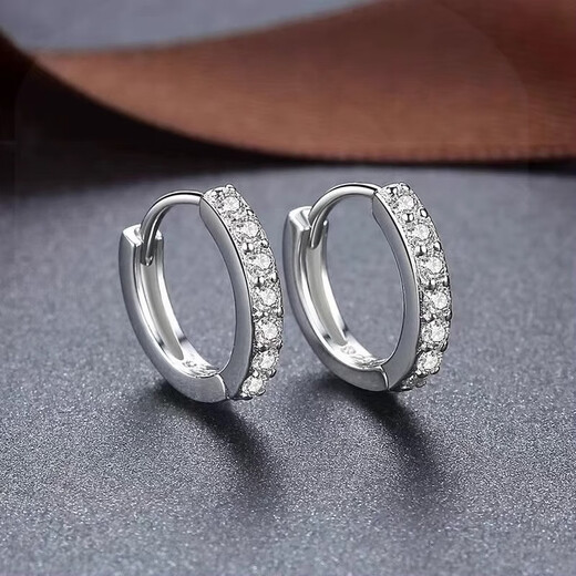 DL 1998 Fat Donglai same style pt950 platinum earrings set with single row of diamonds 18Kl platinum ear studs and buckles light luxury earrings for girls, a pair of single row platinum earrings/national inspection certificate/gift