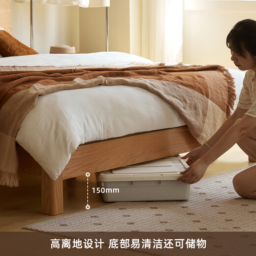 Cama original de madera maciza original Moderna simple Apartamento pequeño Noche Oak Bed Bed dormitorio Doble de cama doble Estilo de registro L701D Bajo Cuerpo - Madera Color 1.5 Cama + Cama de 20 cm Cama grande