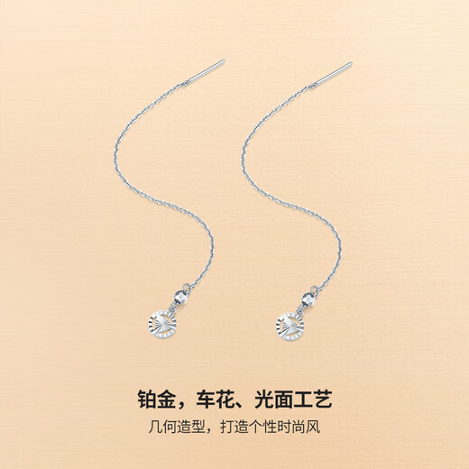 ZLF Platinum Earrings Women's PT950 Car Flower Hollow Geometric Earrings 1.42g