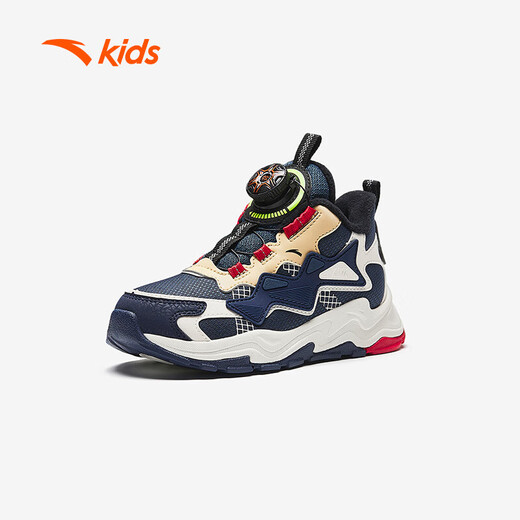 ANTA (ANTA) Children's Cotton Shoes Boys 2026 Spring Velvet Warm Knob Button Snow Anti-Slip Casual Two-Cotton Boots Blue/Sky Blue/White 9902H-3 28