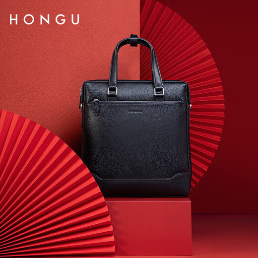 
Honggu men's vertical hand-held briefcase top layer cowhide bag one shoulder diagonal cross bag business bag birthday gift for boyfriend