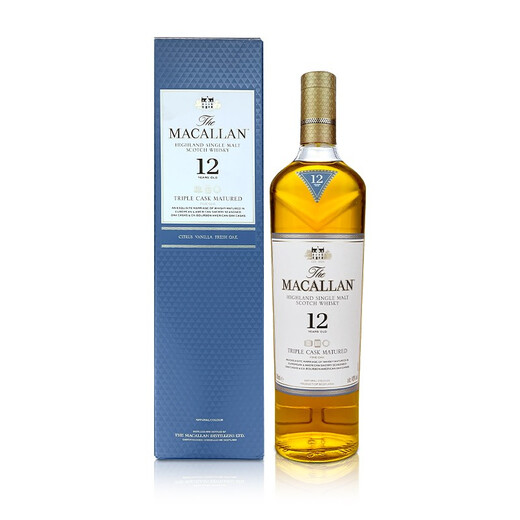 麦卡伦（MACALLAN）苏格兰单一麦芽威士忌 进口洋酒 海外版 斯佩塞核心产区 花果香 麦卡伦12年三桶 700mL 1瓶 礼盒装