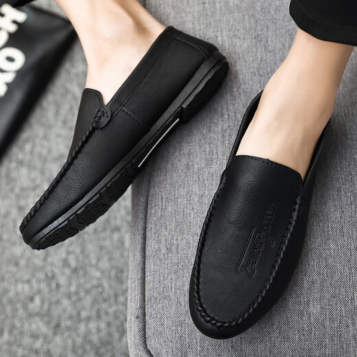 Woodpecker 2025 youth summer versatile Korean new lazy bean shoes trendy casual men's loafer shoes with one foot D838 black 40