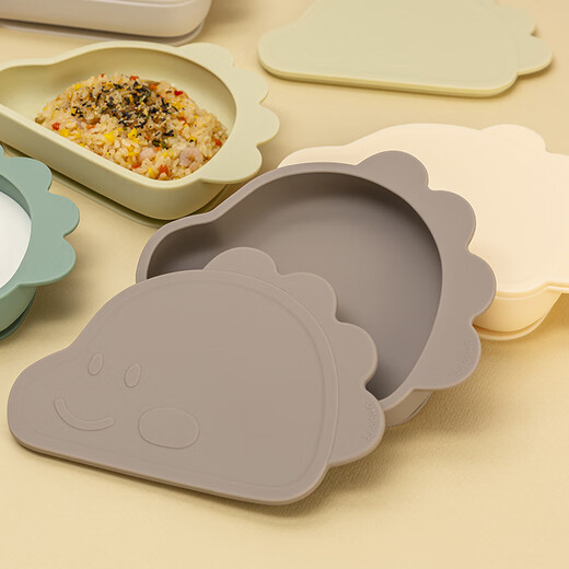 MODUI BOLS DE COUDRS supplémentaires Dinosaur Bowl Baby Tup Bol Bol avec un bol de riz en silicone de couvercle